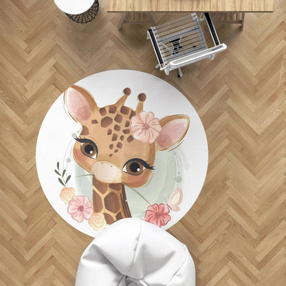 Okrągły dywan do pokoju dziecięcego | Żyrafa