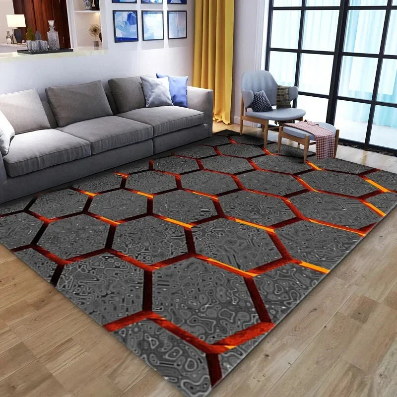 Dywan do pokoju w nowoczesnym stylu z efektem 3D| Heksagon