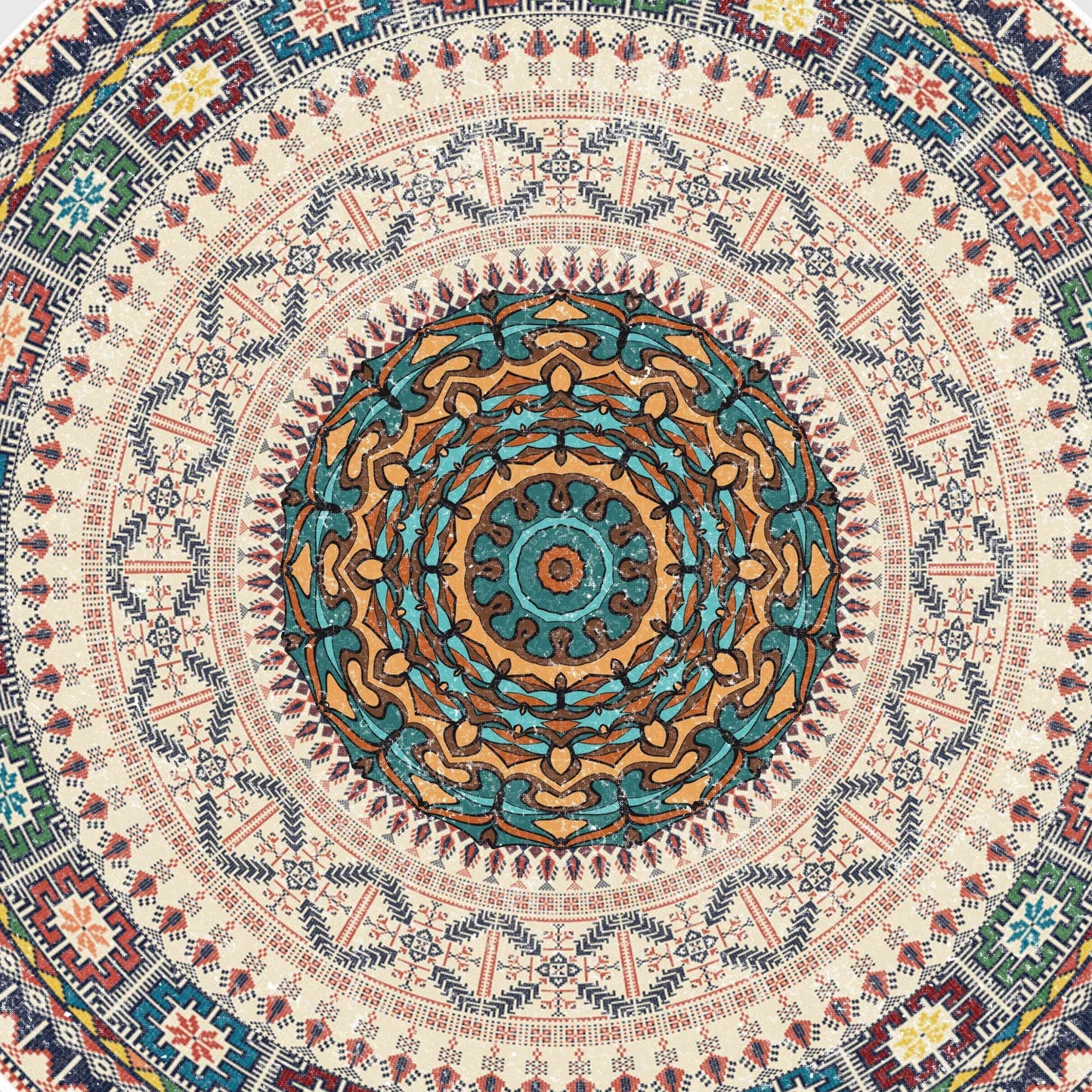 Okrągły dywan w stylu vintage | Retro