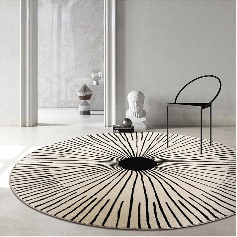 Okrągły dywan BOHO z minimalistycznym wzorem