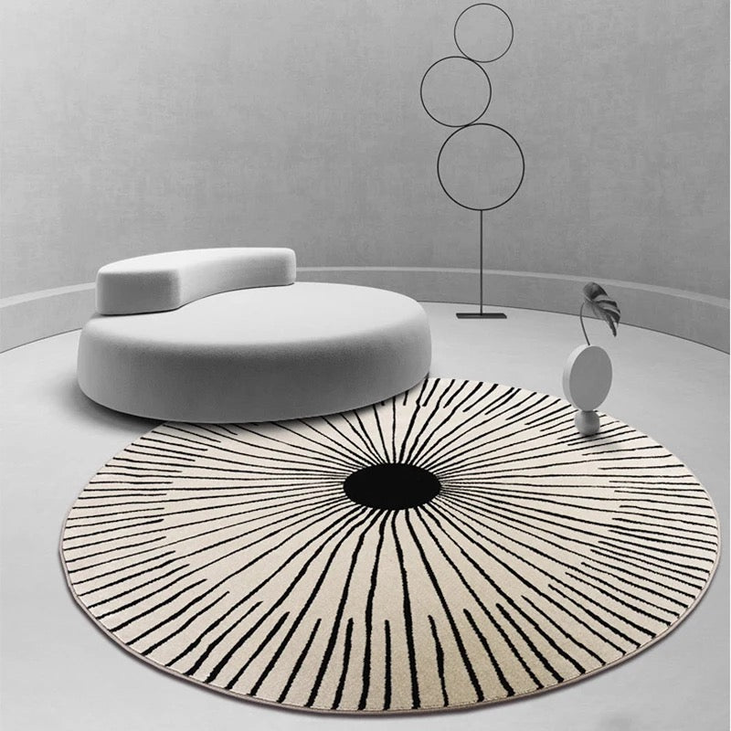 Okrągły dywan BOHO z minimalistycznym wzorem