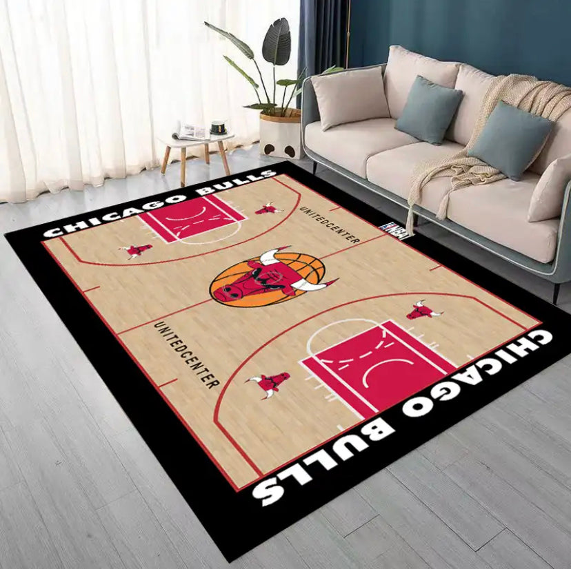 Dywan do pokoju młodzieżowego dla fana Chicago Bulls NBA | Czarny