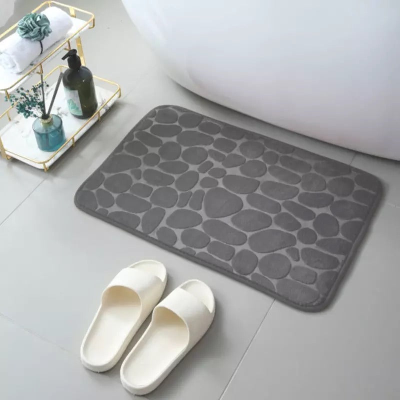 Szybkoschnący, chłonny, antypoślizgowy dywanik do łazienki z imitacją kamieni | BIAŁY