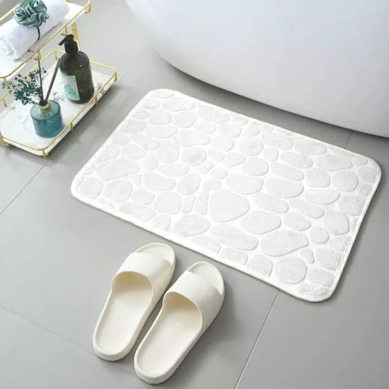 Szybkoschnący, chłonny, antypoślizgowy dywanik do łazienki z imitacją kamieni | BIAŁY