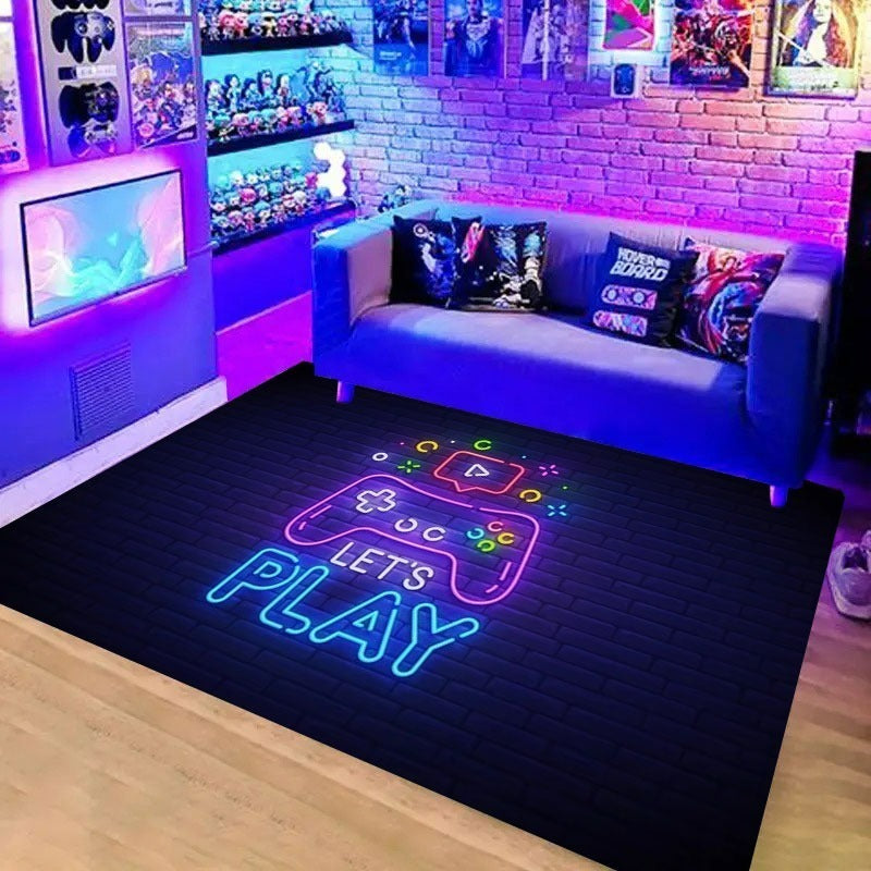 Dywan gamingowy 3D dla gracza z napisem "Let's Play"