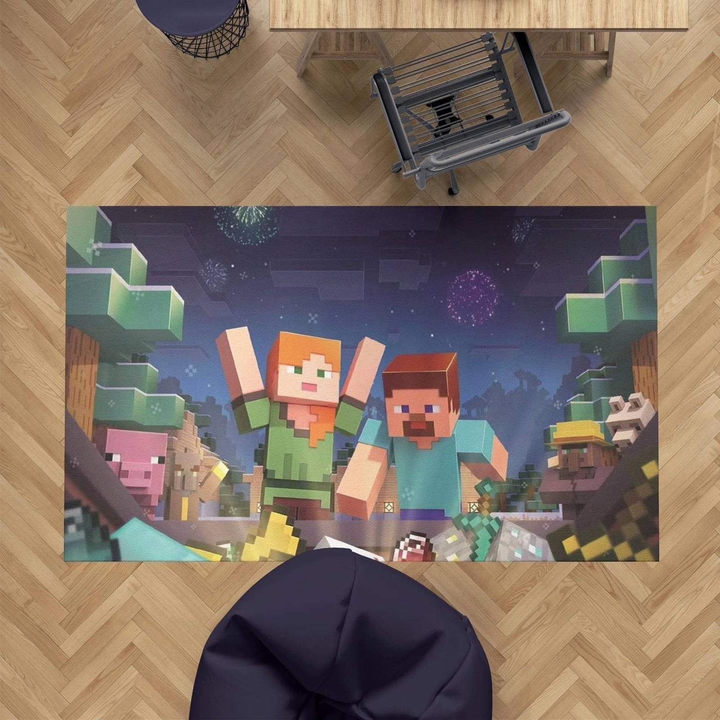 Dywan do pokoju dziecięcego z bohaterami gry Minecraft