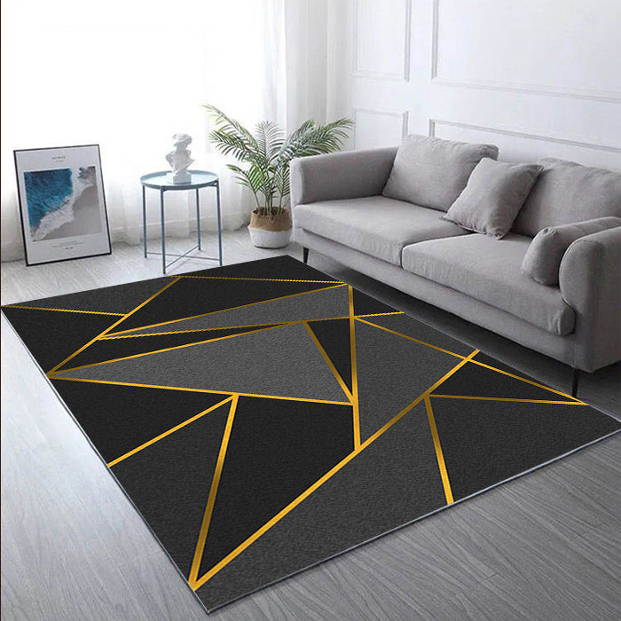 Dywan do pokoju z geometrycznym wzorem | Czarno-złoty