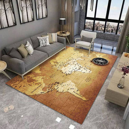 Dywan do pokoju w stylu vintage z motywem mapy świata