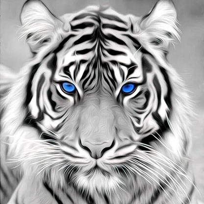 Dywan z eleganckim wizerunkiem białego tygrysa