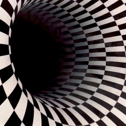Okrągły dywan  z iluzją optyczną 3D | Czarno-biały
