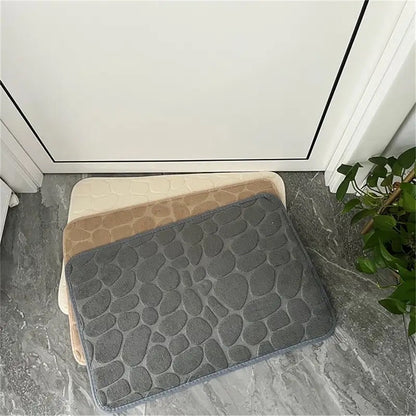 Szybkoschnący, chłonny, antypoślizgowy dywanik do łazienki z imitacją kamieni | BIAŁY