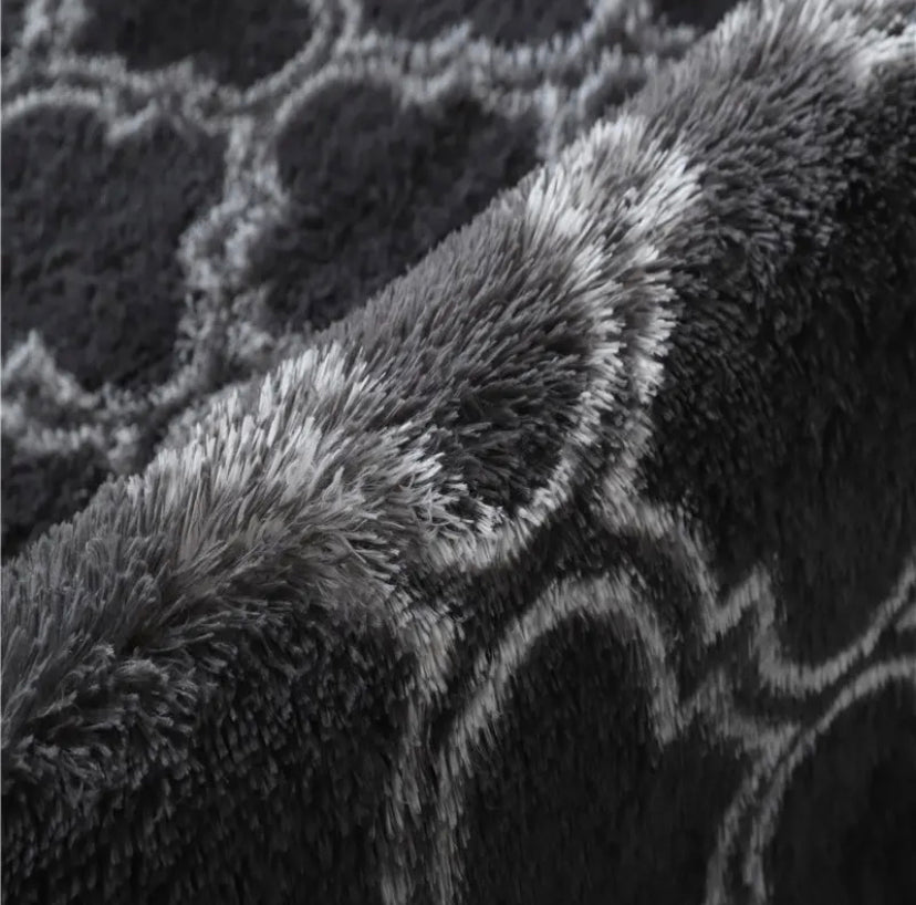 Puszysty, dywan shaggy ze wzorem w stylu nordyckim | Grafit