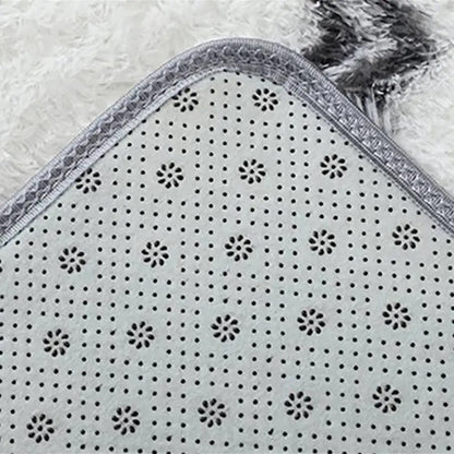 Miękki, puszysty, okrągły dywan shaggy ze wzorem w stylu nordyckim | Biały