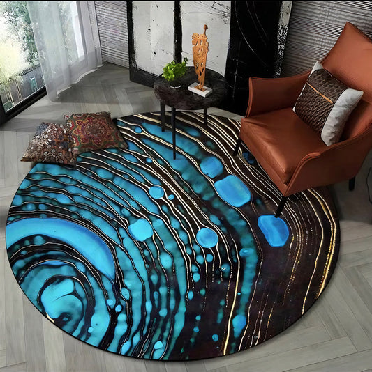 Okrągły dywan z abstrakcyjnym wzorem