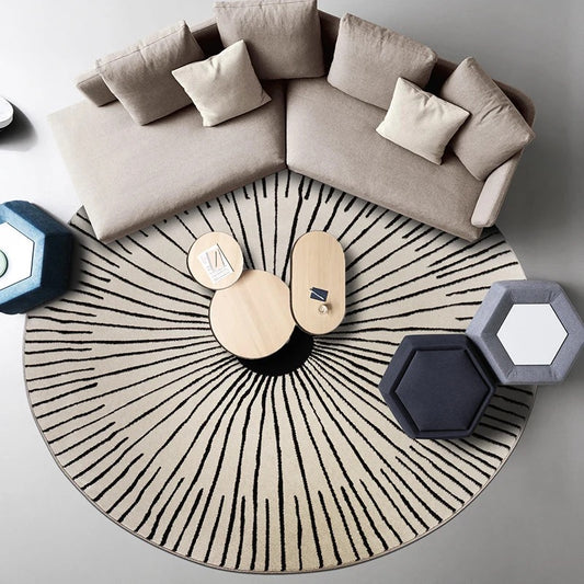 Okrągły dywan BOHO z minimalistycznym wzorem