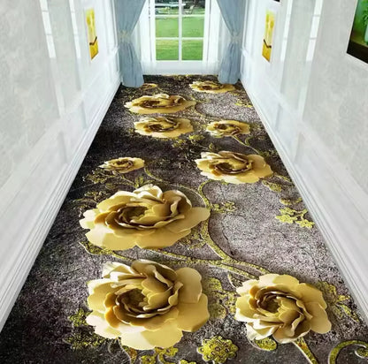 Chodnik do przedpokoju / korytarza – antypoślizgowyz motywem złotych róż