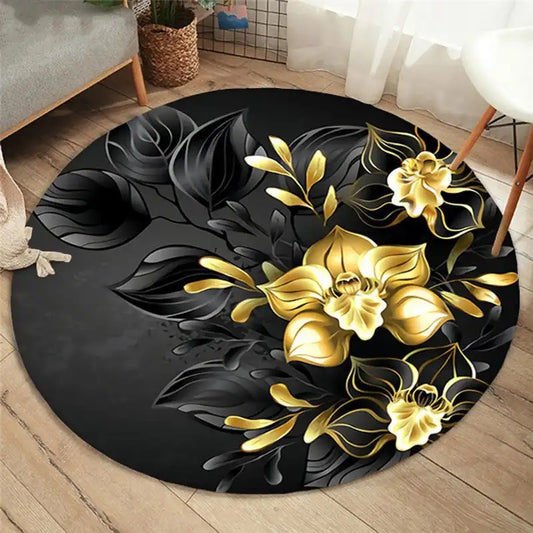Okrągły dywan  z eleganckim kwiatowym motywem| Róże