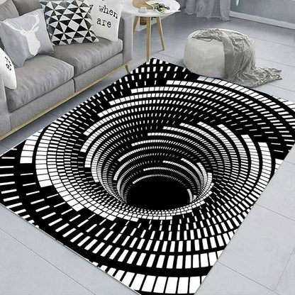 Nowoczesny dywan z efektem 3D Biało-Czarna iluzja optyczna