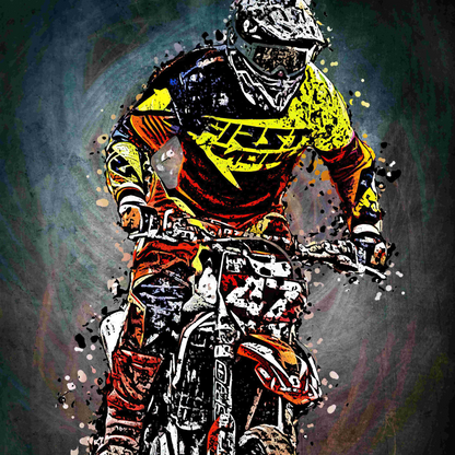 Młodzieżowy dywan do pokoju z motywem motocyklowym