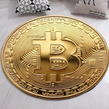 Okrągły dywan z motywem kryptowaluty | Bitcoin