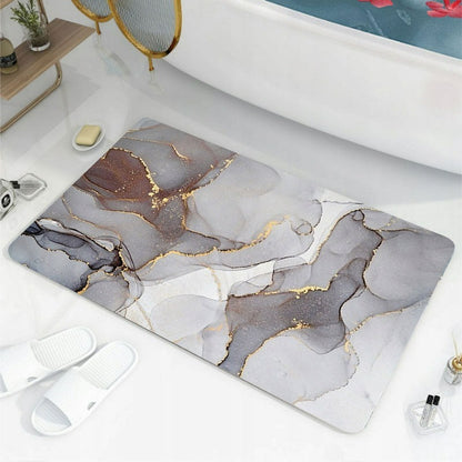 Szybkoschnący, chłonny, antypoślizgowy dywanik łazienkowy imitacją marmuru | BIAŁY