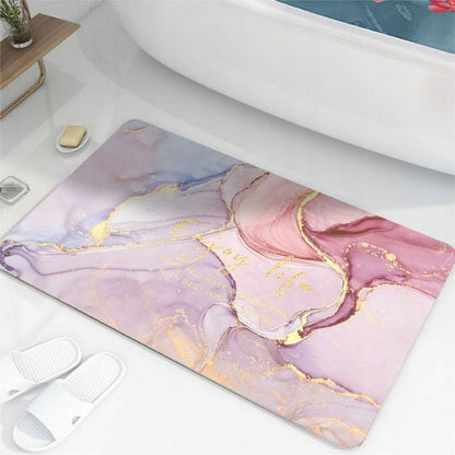 Szybkoschnący, chłonny, antypoślizgowy dywanik łazienkowy imitacją marmuru  | FIOLETOWY