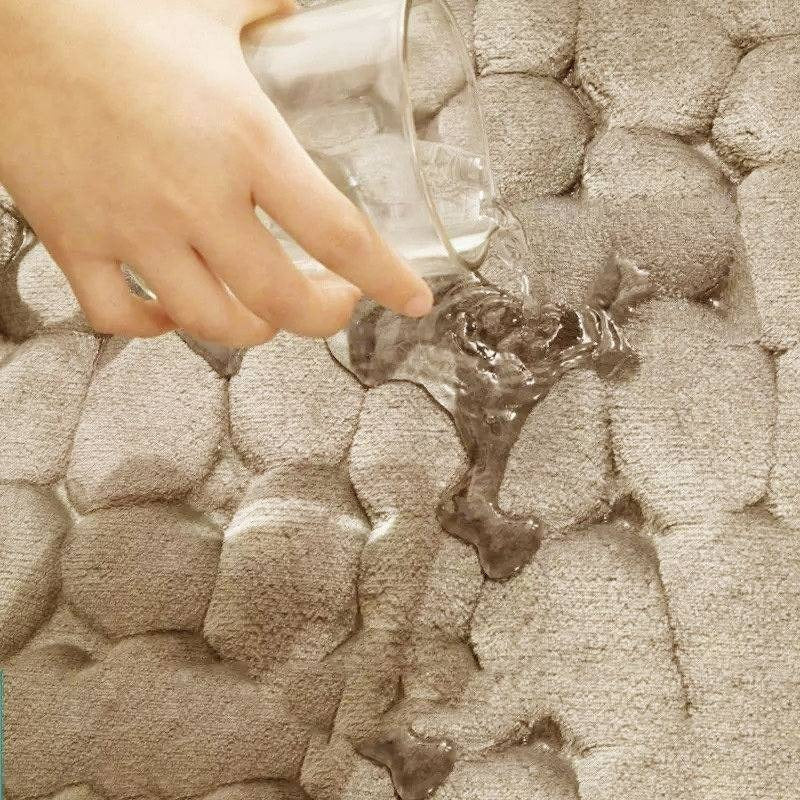 Szybkoschnący, chłonny, antypoślizgowy dywanik do łazienki z imitacją kamieni | BEŻ